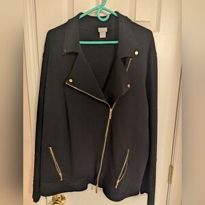 Chicos Moto Jacket Black with gold accents. XXL (size 4 Chicos)